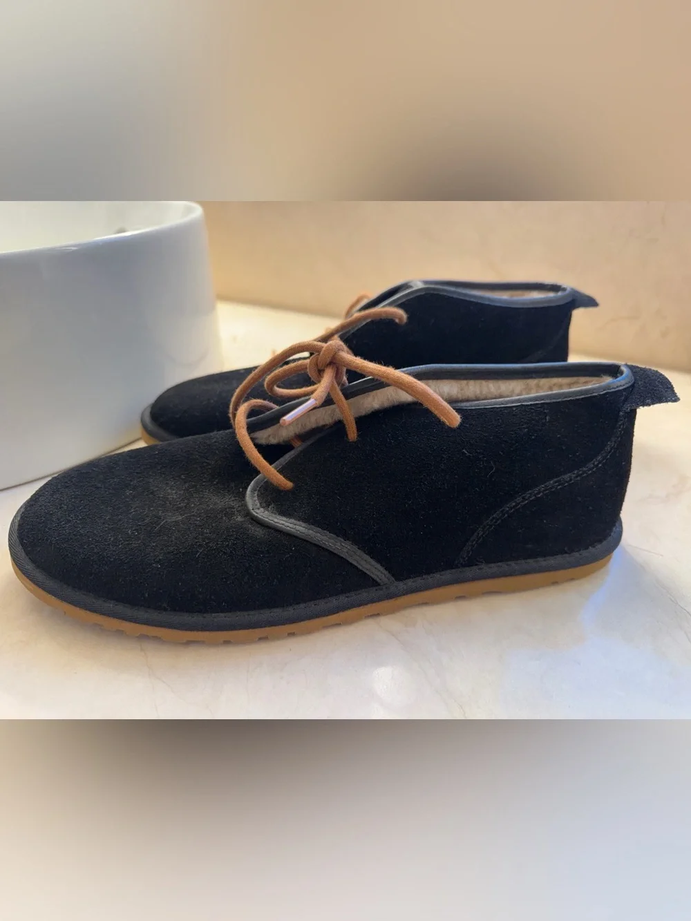 UGG Men’s Black Suede Chukka Boot with Tan Laces